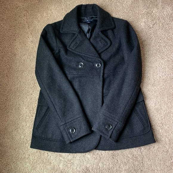 Dark Heather Grey GAP Wool Peacoat (Small) - Picture 3 of 7